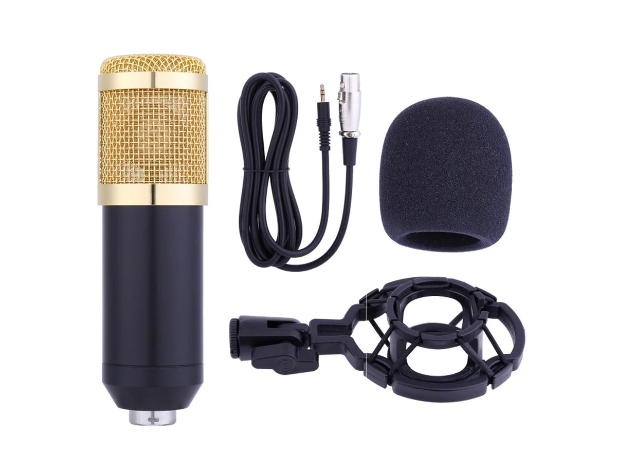 MR DJ CONDKIT5 Studio Condenser Microphone Arm Stand Pop Filter Foam Cap Kit Record Accessory