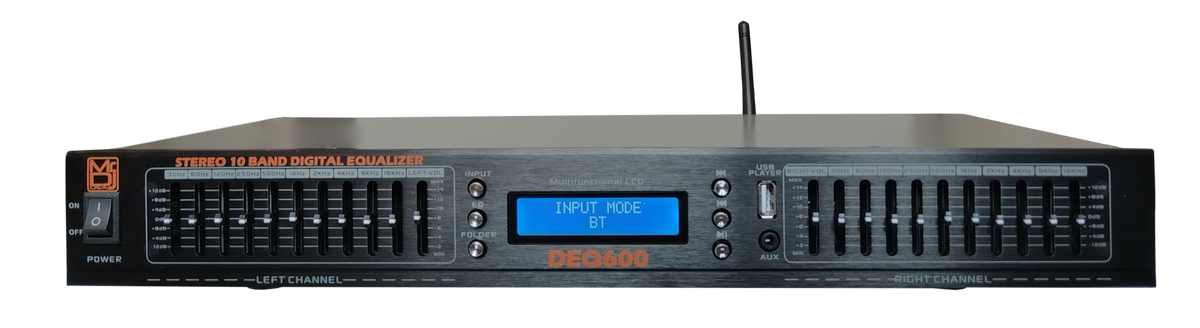 MR DJ DEQ600 PRO PA DJ 22 Band Stereo EQ Bluetooth USB AUX Input