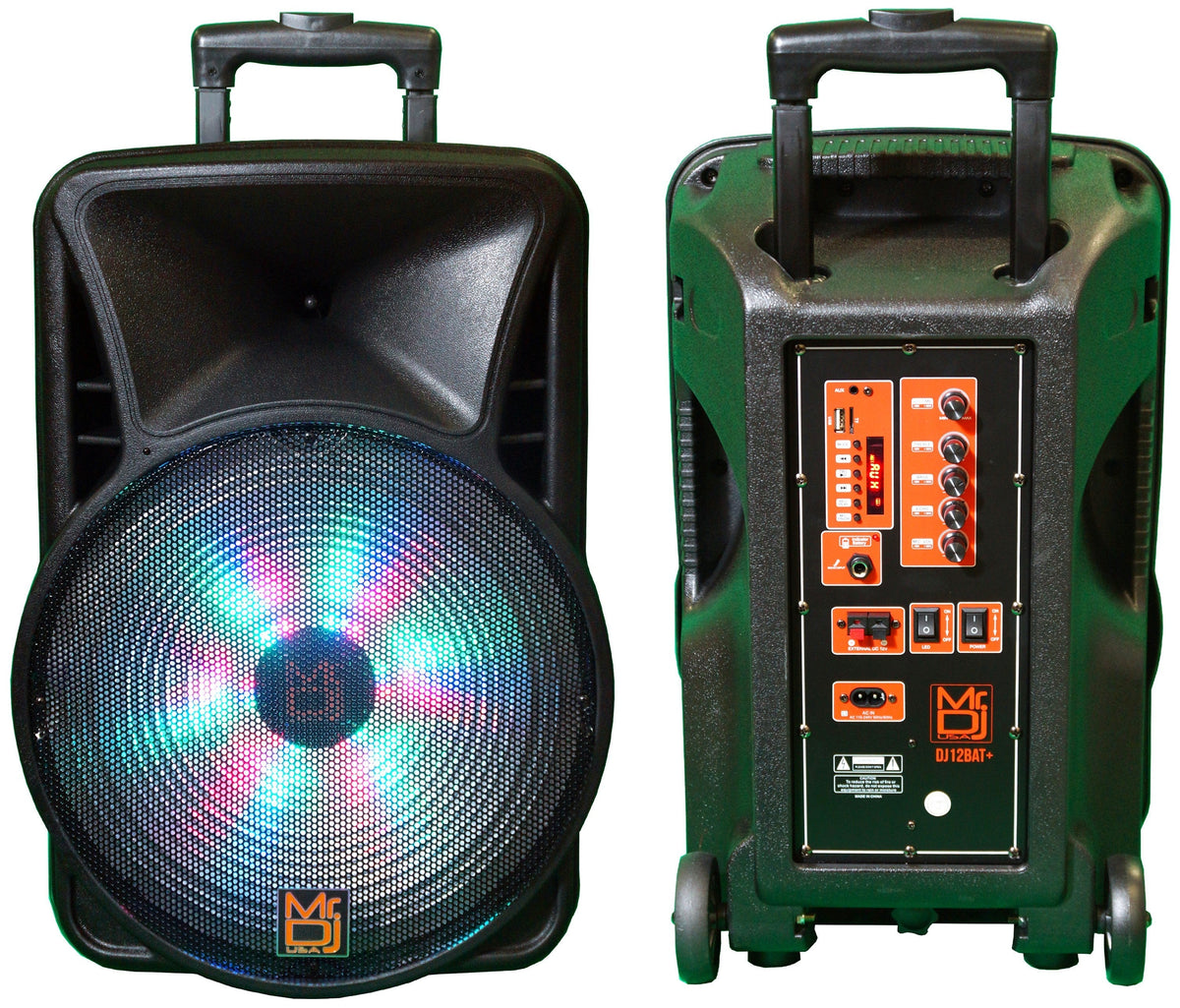 MR DJ DJ12BAT+ 12" 3000W PA DJ Active Powered Bluetooth TWS Portable Speaker