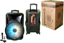Load image into Gallery viewer, Pair of MR DJ DJ18BAT+ 18" Portable Bluetooth Speaker + Speaker Stand