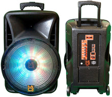 Load image into Gallery viewer, Pair of MR DJ DJ18BAT+ 18" Portable Bluetooth Speaker + Speaker Stand
