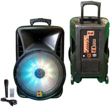 Load image into Gallery viewer, Pair of MR DJ DJ18BAT+ 18" Portable Bluetooth Speaker + Speaker Stand