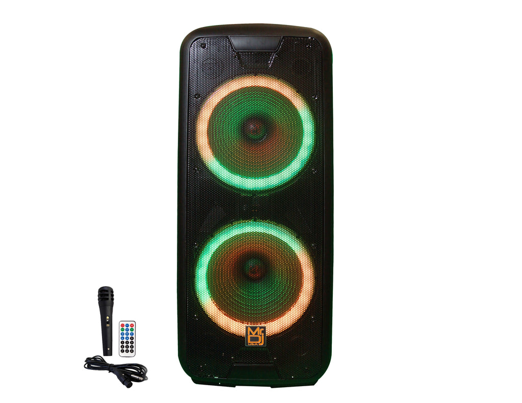 MR DJ 215BTA+ Dual 15" 5000W Battery Powered Bluetooth Speaker Microphone Party Speaker