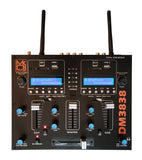 MR DJ DM3838 2 Channel Portable PA DJ Mixer Double Wireless Connection BT USB SD Slot