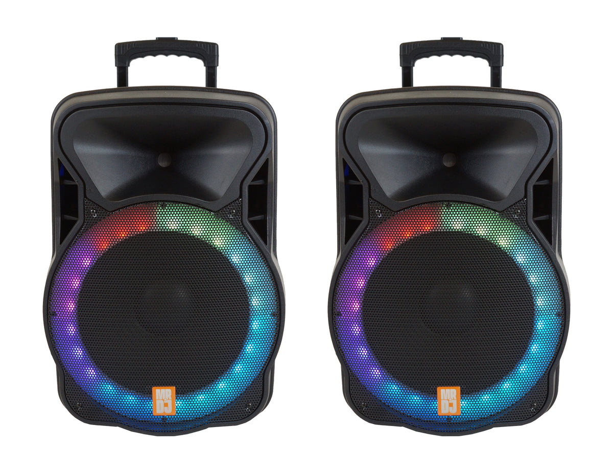 2 Pack MR DJ DSP4500PKG 15" Active DSP PA DJ Karaoke Speaker
