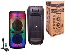 Load image into Gallery viewer, 2 MR DJ FLAME3200 8" X 2 Rechargeable Bluetooth Karaoke Speaker Flame Lights Mic