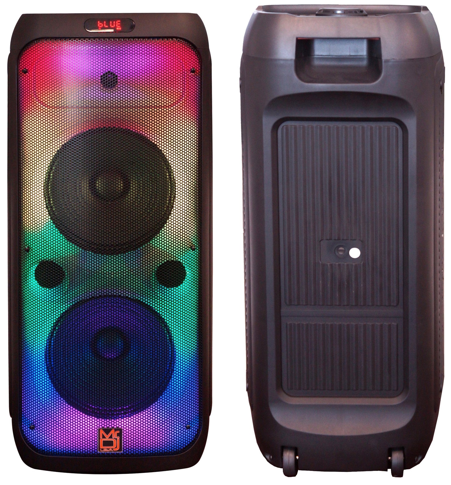 MR DJ FLAME3200 8" X 2 Rechargeable Speaker + 54-LED DJ Light