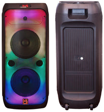 Load image into Gallery viewer, 2 MR DJ FLAME3200 8" X 2 Rechargeable Bluetooth Karaoke Speaker Flame Lights Mic