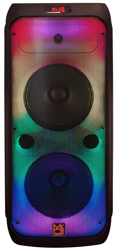 MR DJ FLAME3200 Dual 8" Rechargeable Portable Bluetooth Karaoke Speaker with Party Flame Lights Microphone TWS USB FM Radio