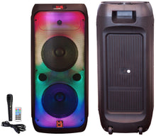 Load image into Gallery viewer, 2 MR DJ FLAME3200 8" X 2 Rechargeable Bluetooth Karaoke Speaker Flame Lights Mic