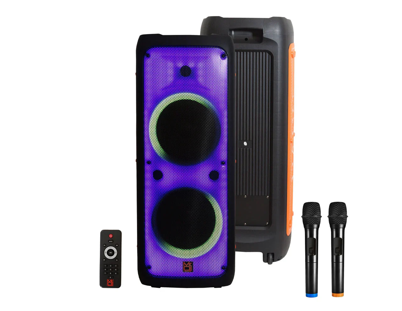 MR DJ FLAME5500LED Portable Dual 12" 3-Way Full-Range Powered/Active DJ PA Multipurpose Live Sound Bluetooth Loudspeaker