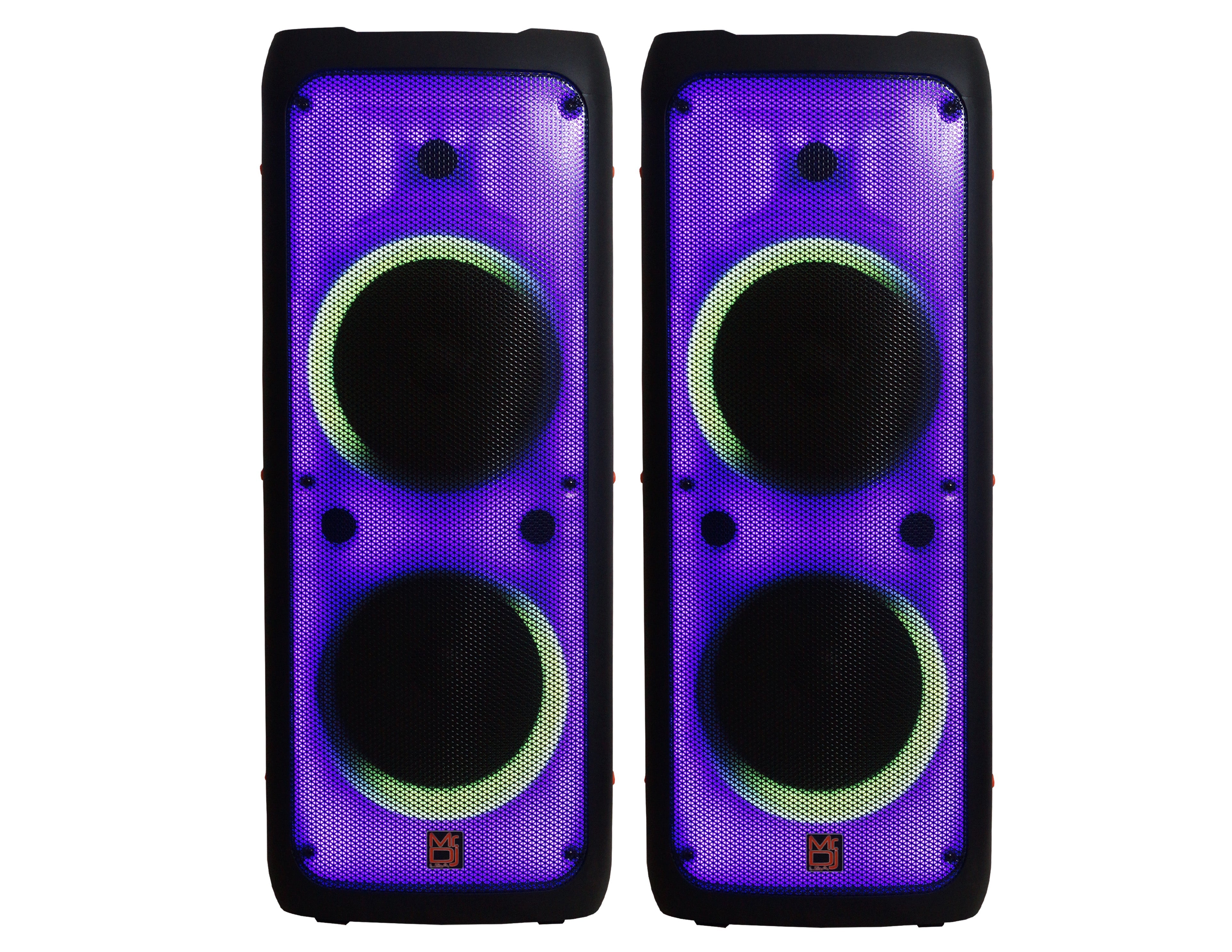 2 MR DJ FLAME5500LED Professional Portable Dual 12" 3-Way Full-Range Powered/Active DJ PA Multipurpose Live Sound Bluetooth Loudspeaker