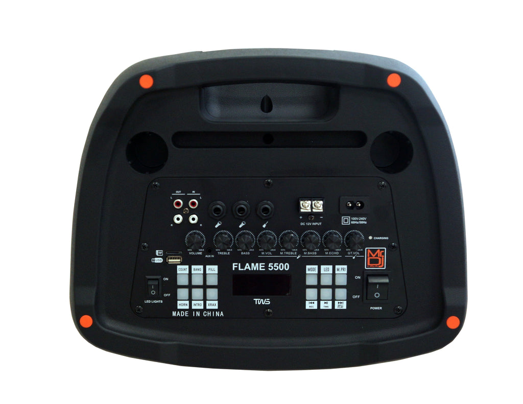 MR DJ FLAME5500LED Double 12" Bluetooth PA Party Speakers Liquid Crystal LED TWS FM USB