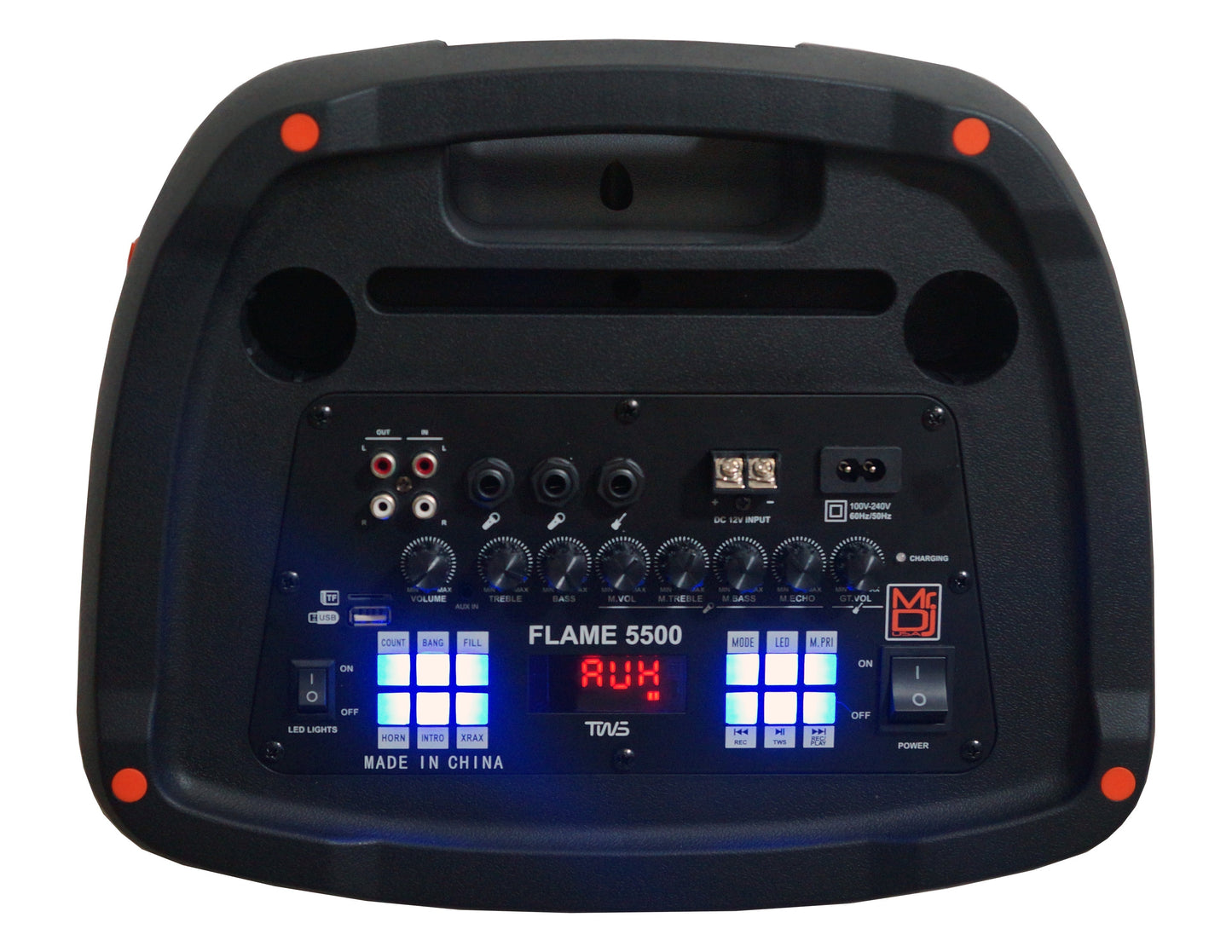 MR DJ FLAME5500LED Professional Rechargeable Dual 12” Bluetooth Party Speaker System