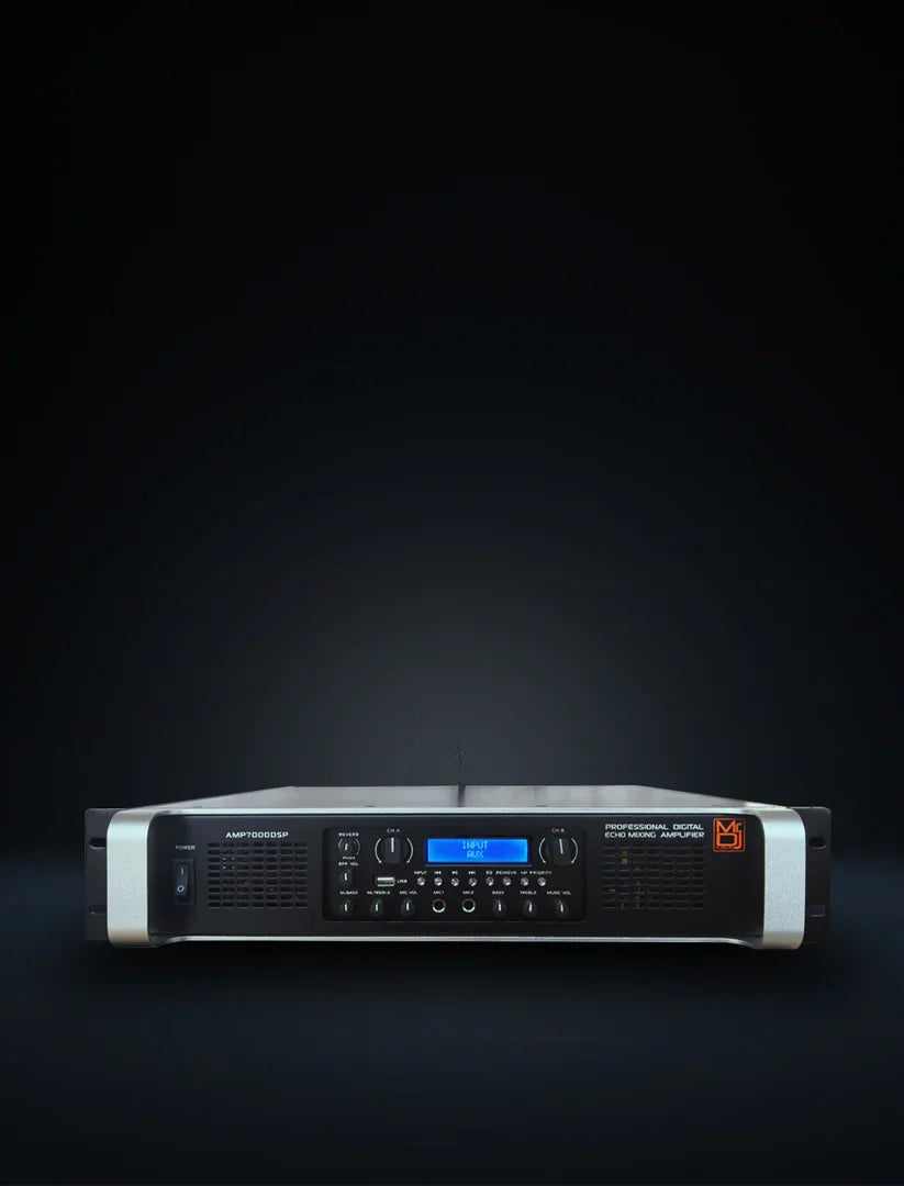 MR DJ AMP7000DSP Class AB 2-Channel 7000W Rackmount PA/DJ Power Amplifier DSP Bluetooth USB Playback 2 Mic Inputs