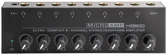 MR DJ Microamp HA800 Ultra-compact 8-channel stereo headphone amplifier