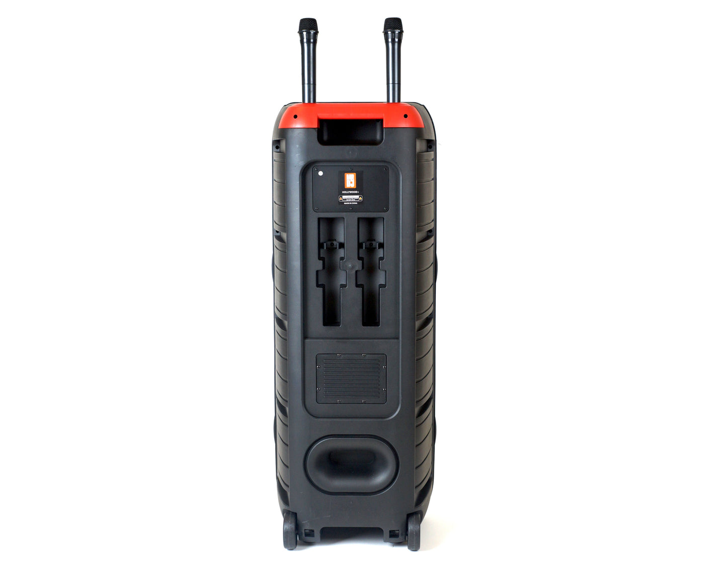 2 MR DJ HOLLYWOOD+ Dual 15" Rechargeable Portable Bluetooth Karaoke Speaker Party Flame Lights with 2 Wireless Microphone TWS USB FM Radio