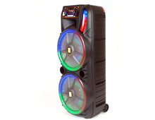 Load image into Gallery viewer, MR DJ HOLLYWOOD+ Dual 15&quot; Rechargeable Portable Bluetooth Karaoke Speaker Party Flame Lights with 2 Wireless Microphone TWS USB FM Radio