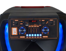 Load image into Gallery viewer, MR DJ HOLLYWOOD+ Dual 15&quot; Rechargeable Portable Bluetooth Karaoke Speaker Party Flame Lights with 2 Wireless Microphone TWS USB FM Radio