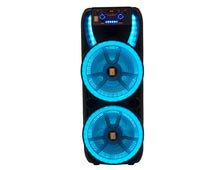 Load image into Gallery viewer, MR DJ HOLLYWOOD+ Dual 15&quot; Rechargeable Portable Bluetooth Karaoke Speaker Party Flame Lights with 2 Wireless Microphone TWS USB FM Radio