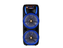 Load image into Gallery viewer, MR DJ HOLLYWOOD+ Dual 15&quot; Rechargeable Portable Bluetooth Karaoke Speaker Party Flame Lights with 2 Wireless Microphone TWS USB FM Radio