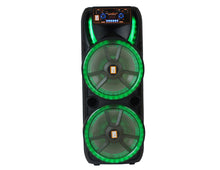 Load image into Gallery viewer, MR DJ HOLLYWOOD+ Dual 15&quot; Rechargeable Portable Bluetooth Karaoke Speaker Party Flame Lights with 2 Wireless Microphone TWS USB FM Radio