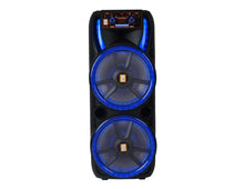 Load image into Gallery viewer, MR DJ HOLLYWOOD+ Dual 15&quot; Rechargeable Portable Bluetooth Karaoke Speaker Party Flame Lights with 2 Wireless Microphone TWS USB FM Radio