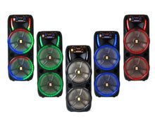 Load image into Gallery viewer, MR DJ HOLLYWOOD+ Dual 15&quot; Rechargeable Portable Bluetooth Karaoke Speaker Party Flame Lights with 2 Wireless Microphone TWS USB FM Radio