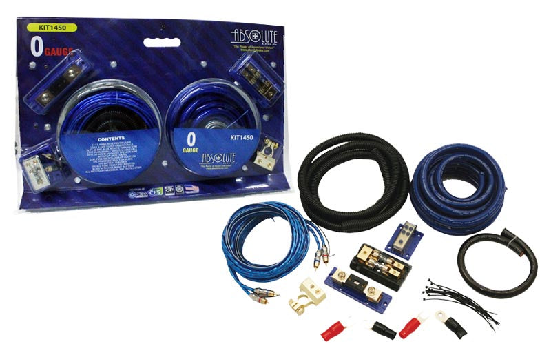 Absolute KIT1450 0 Gauge Complete Amplifier Wiring Kit 0 AWG Amp Installation Kit