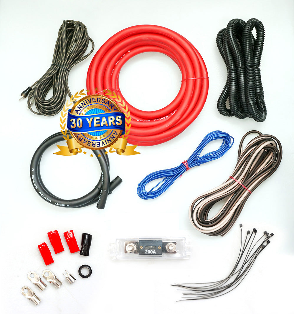 Absolute Complete 4000W 0 Gauge Blue Car Amplifier Installation Wiring Kit Amp