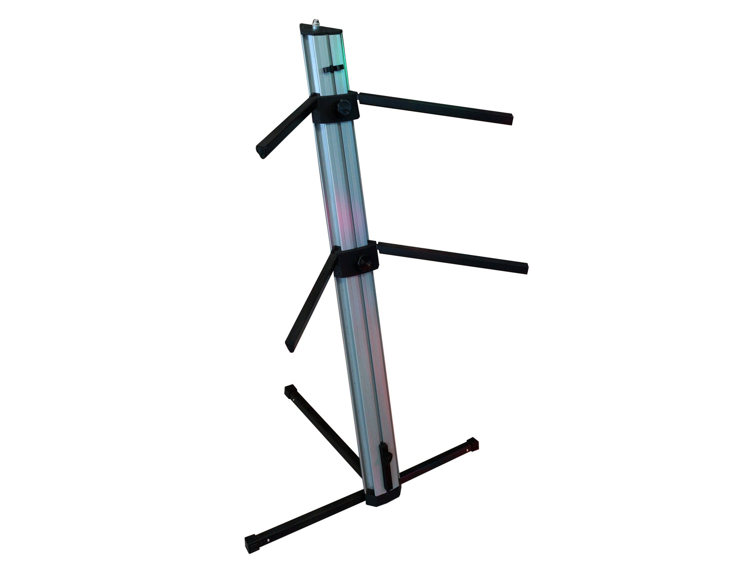MR DJ KSPRO1500S PRO 2-Tier Silver Column Keyboard Stand W Mic Boom Arm + Case