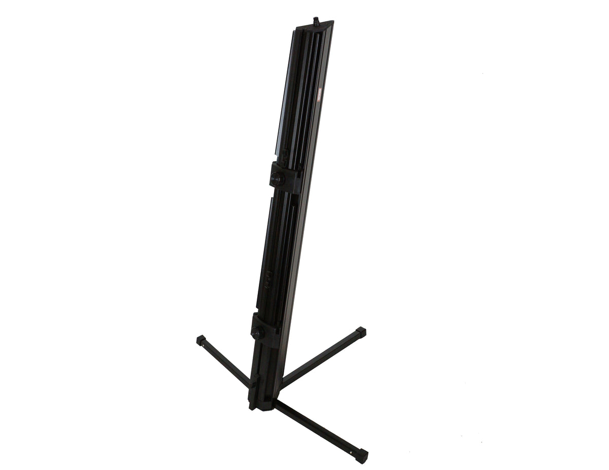 MR DJ PRO KS1000B Professional 2-Tier Column Keyboard Stand Silver W 5/8" Mic Mount Black