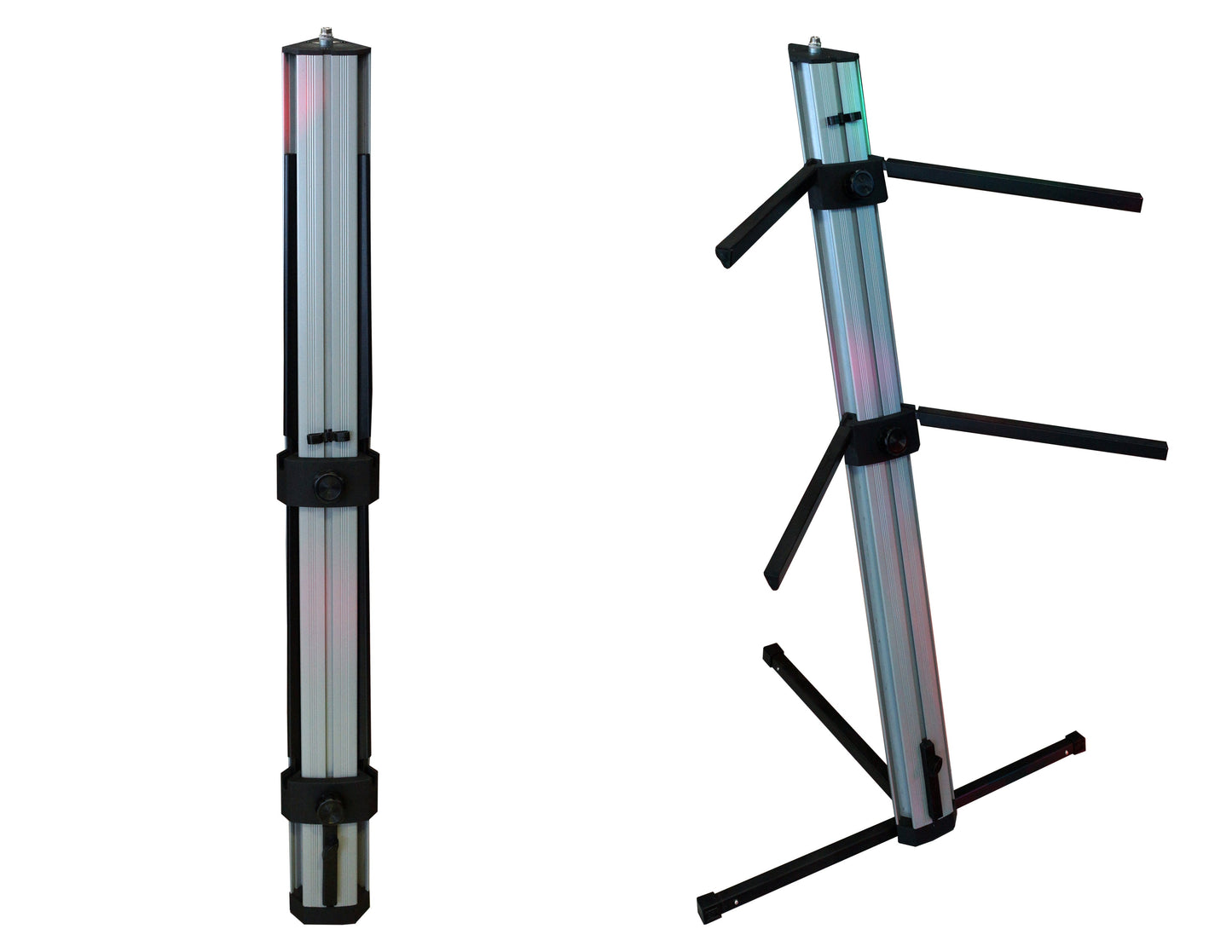 MR DJ KSPRO1500S PRO 2-Tier Silver Column Keyboard Stand W Mic Boom Arm + Case
