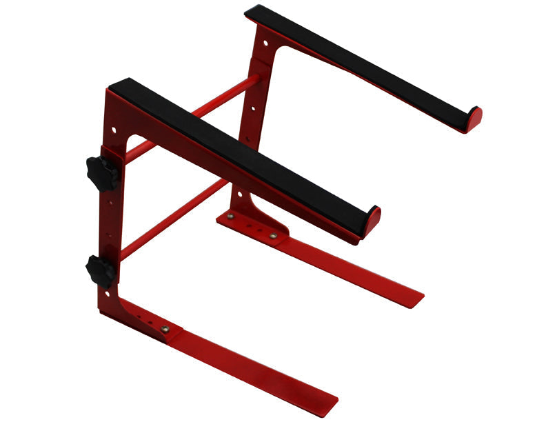 MR DJ LTS109RD Laptop Computer Stand Red Mobile Disc Jockey PC Table Rack Mount Clamp Bracket