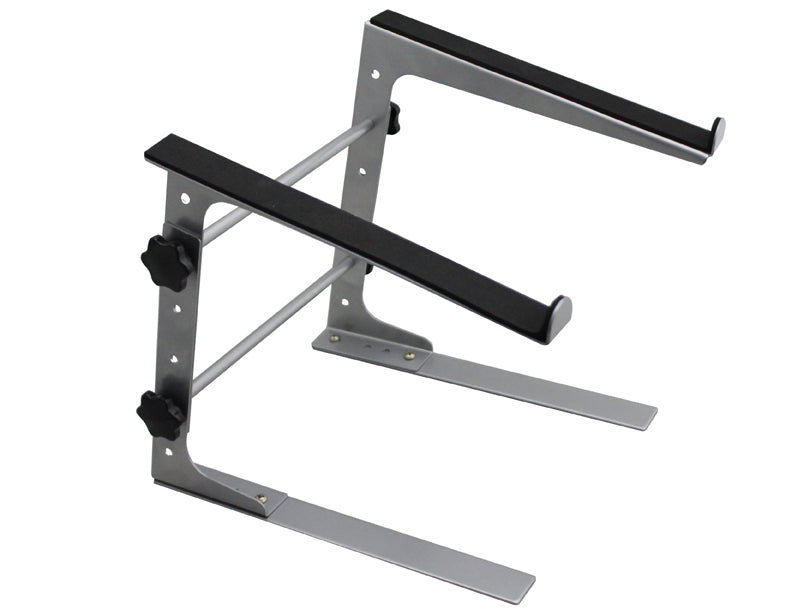 MR DJ LTS109SI Laptop Computer Stand Silver Mobile Disc Jockey PC Table Rack Mount Clamp Bracket