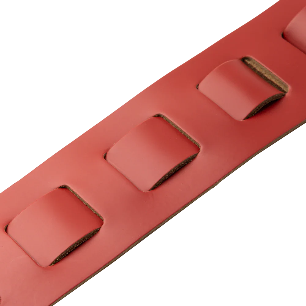 Levy's Leathers M26PD-RED-WHT 3" Wide Amped Leather Series Guitar Strap - Red & White