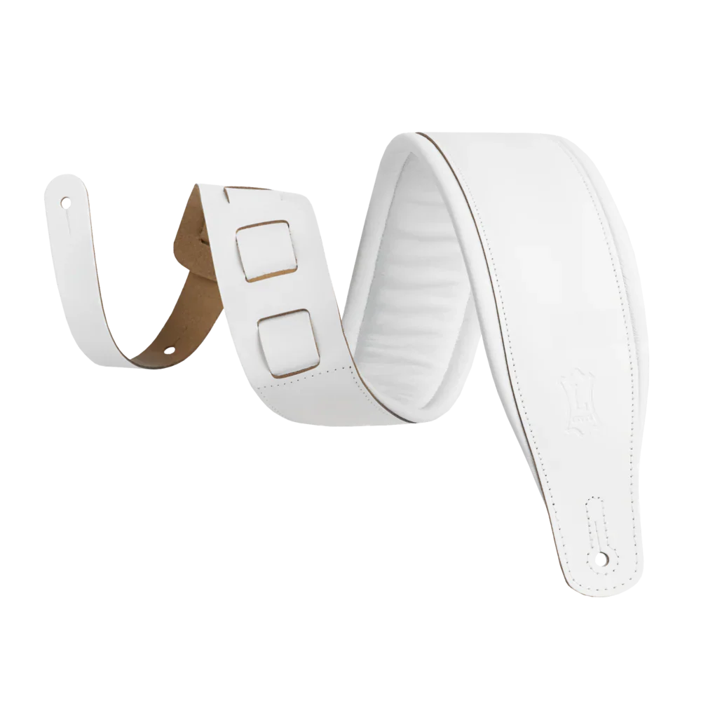 Levy's Leathers M26PD-WHT_WHT Top Grain Leather Guitar Strap - White
