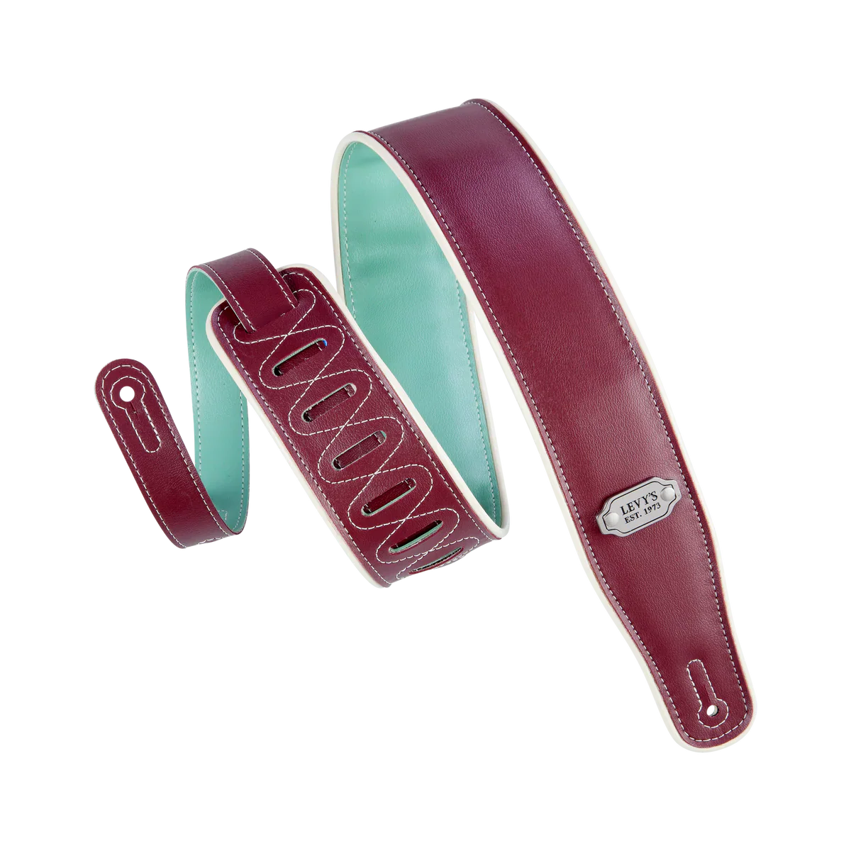 Levy's Leathers M26VCP-BRG_SEA Reversible Vinyl Guitar Strap - Burgundy Seafoam