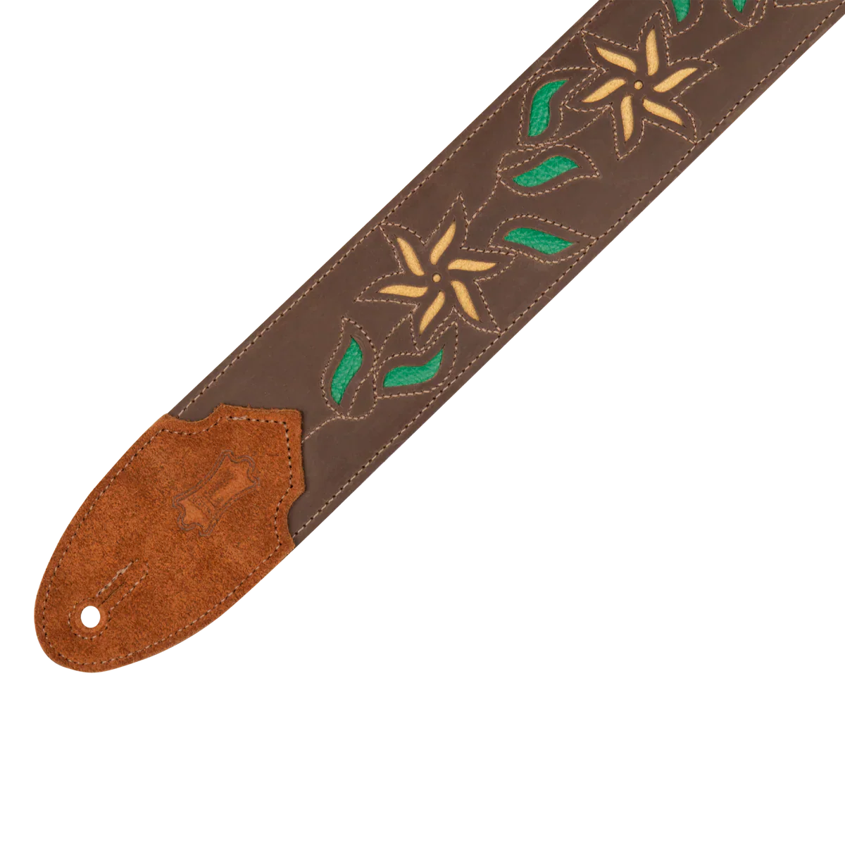 Levy's Leathers M4FV-DBR Flowering Vine Series Brown Leather Guitar Strap