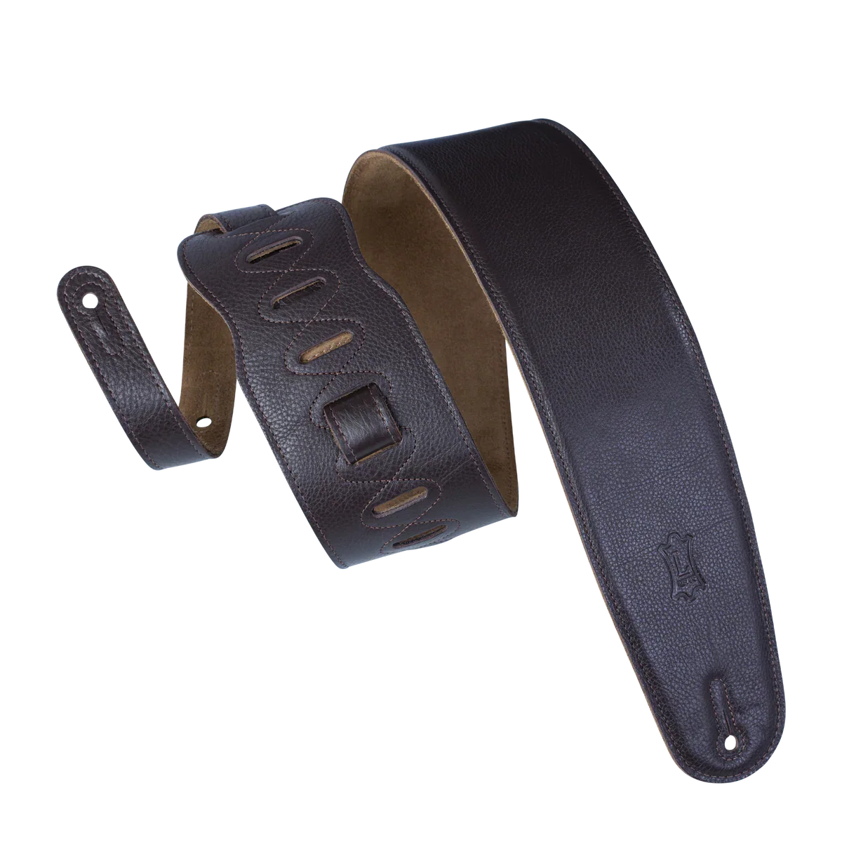 Levy's Leathers M4GF-DBR Genuine Garment Leather Bass Guitar Strap - Dark Brown