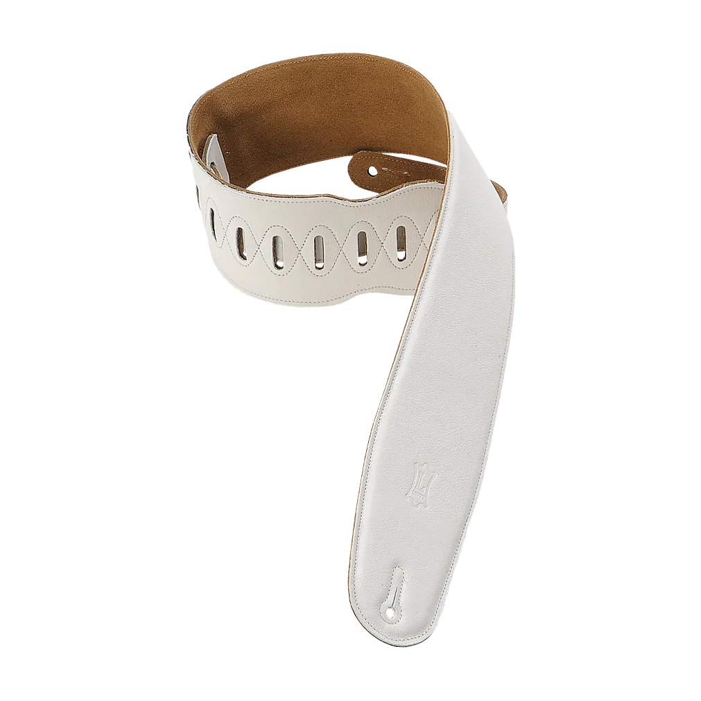 Levy's Leathers M4GF-WHT Genuine Garment Leather Bass Guitar Strap - White