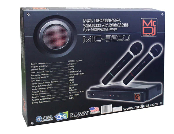MIC3250 Mr DJ Dual Handheld Wireless Mic System