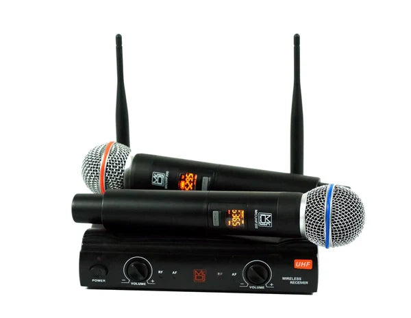 Mr. Dj MIC-UHF200 Professional Wireless Microphone System Kit with 2 Handheld & Wireless Receiver