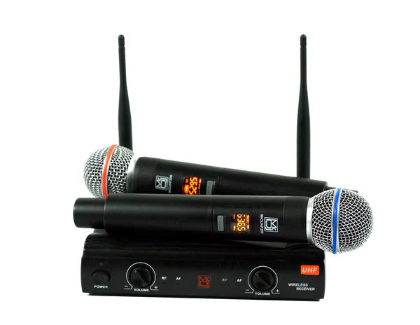 Mr. Dj MIC-UHF200 Professional Wireless Microphone System Kit with 2 Handheld & Wireless Receiver
