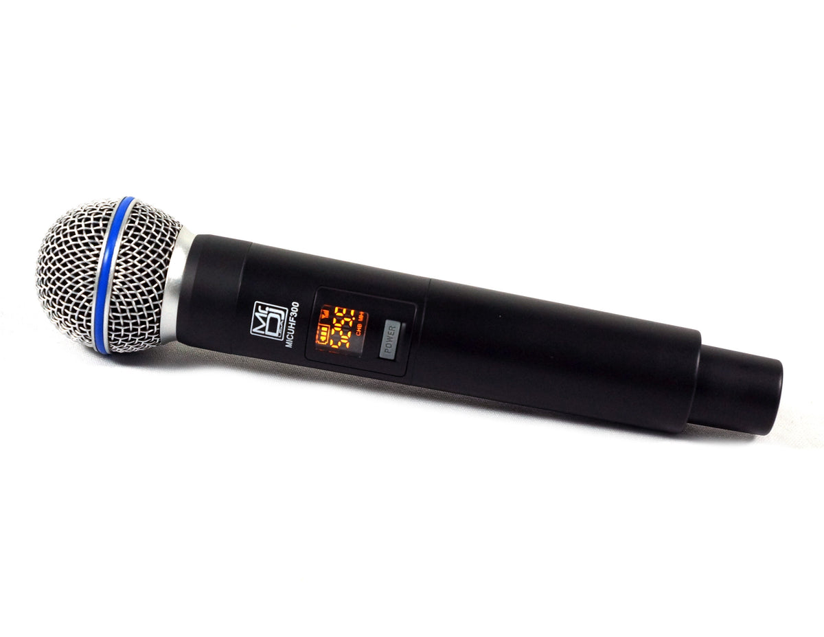 2 MR DJ MICUHF300 Dual UHF Wireless Microphone System Kit 2 Handheld & LED display