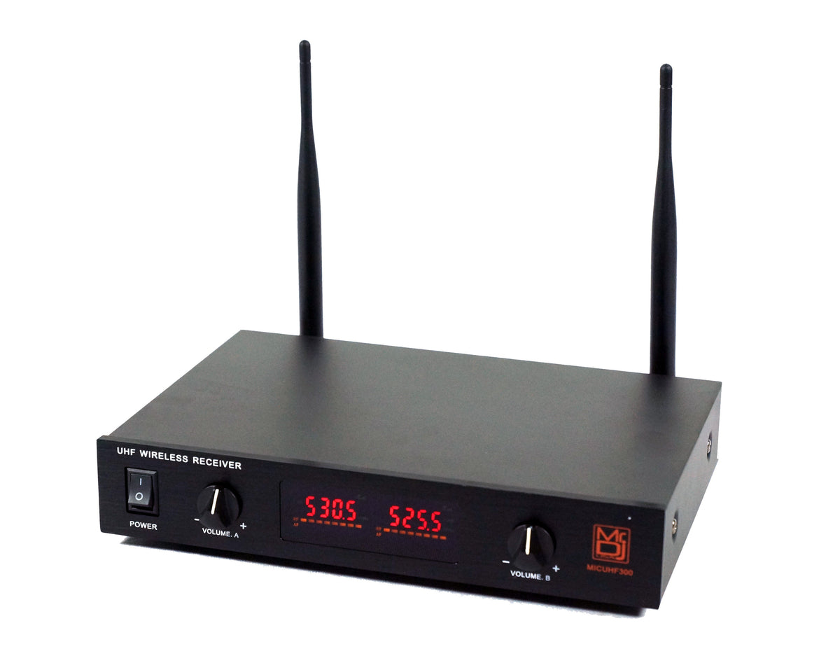 2 MR DJ MICUHF300 Dual UHF Wireless Microphone System Kit 2 Handheld & LED display