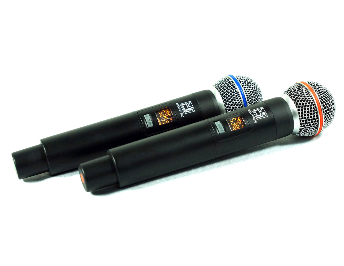 2 MR DJ MICUHF300 Dual UHF Wireless Microphone System Kit 2 Handheld & LED display