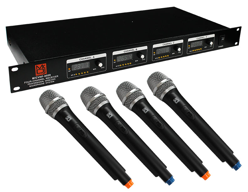 2 MR DJ MICVHF-8500 4 Channel Handheld Wireless Microphone PA/DJ/KTV/Karaoke