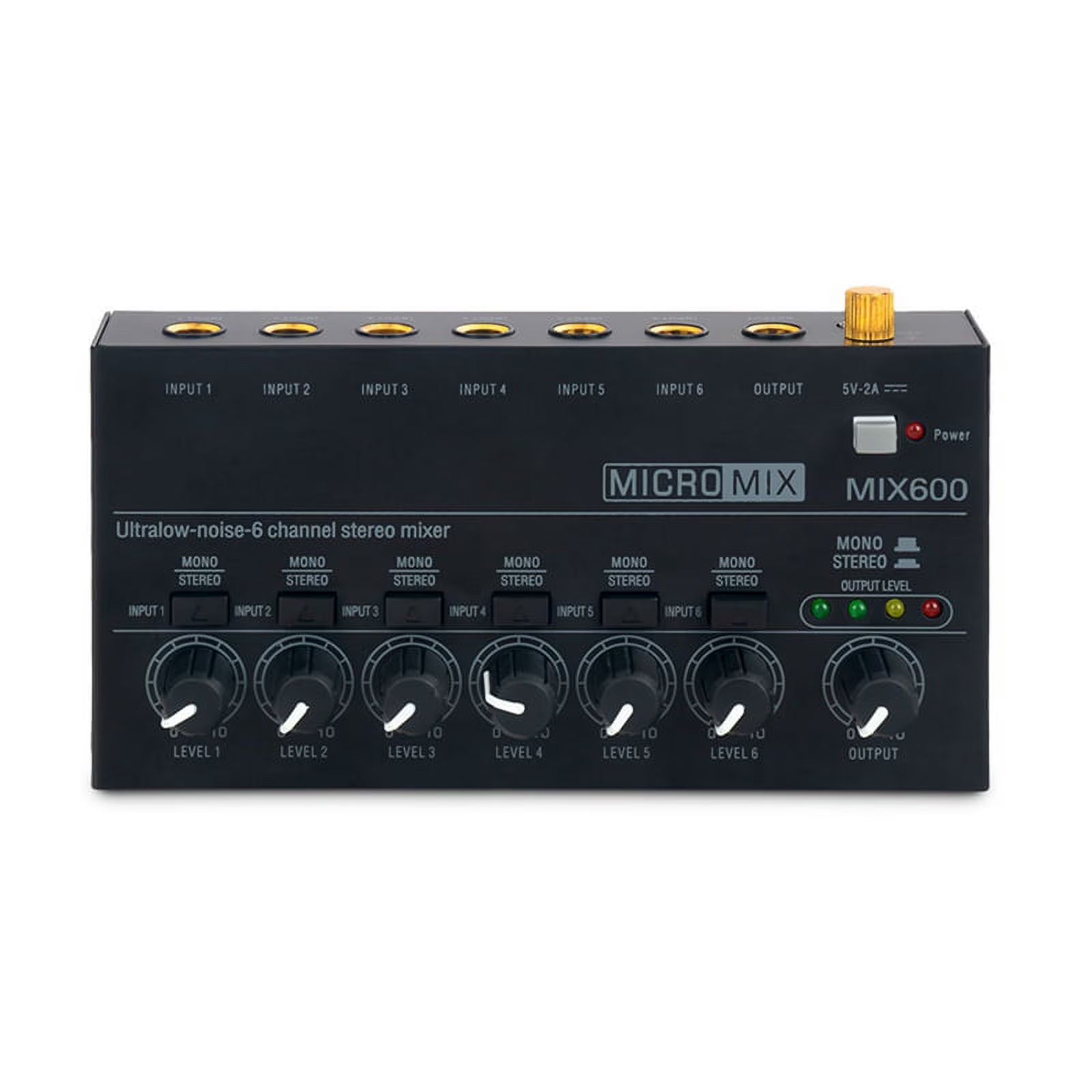 MR DJ MIX600 Ultra Low-Noise 6-Channel Line Mixer Stereo/Single Track Switch Microphone