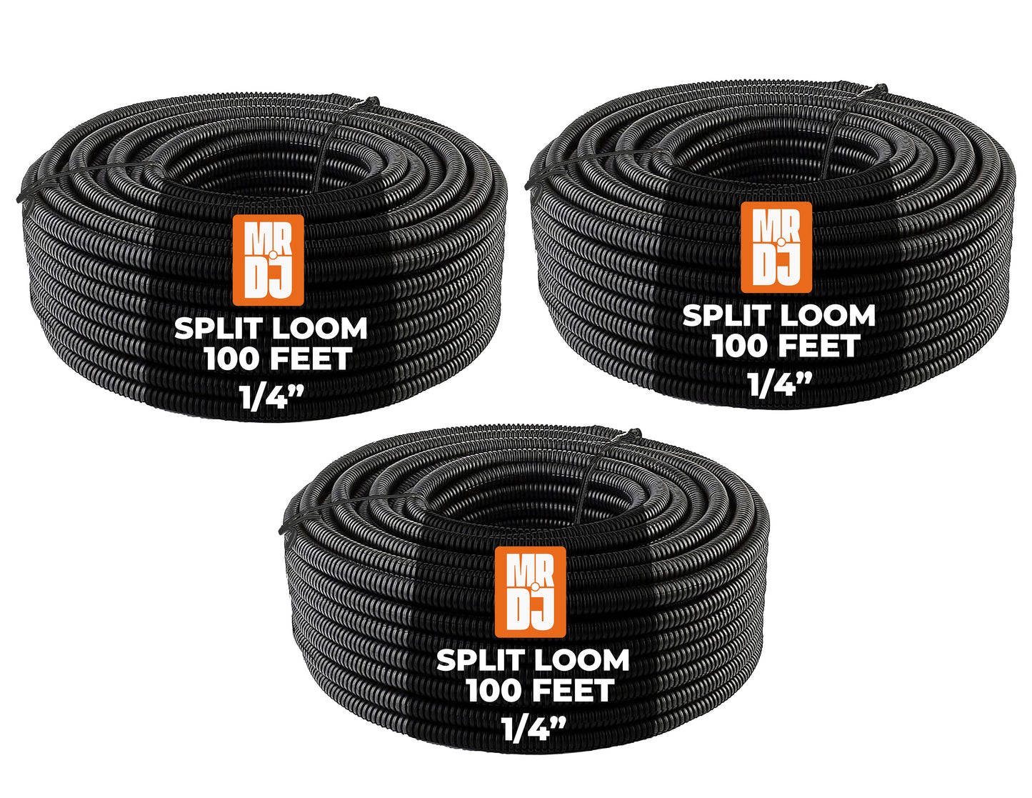 MR DJ 300' (100' Roll) 1/4" 3/8" 1/2" Split Wire Loom Conduit Tubing Sleeve Tube Bundle